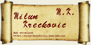 Milun Krečković vizit kartica